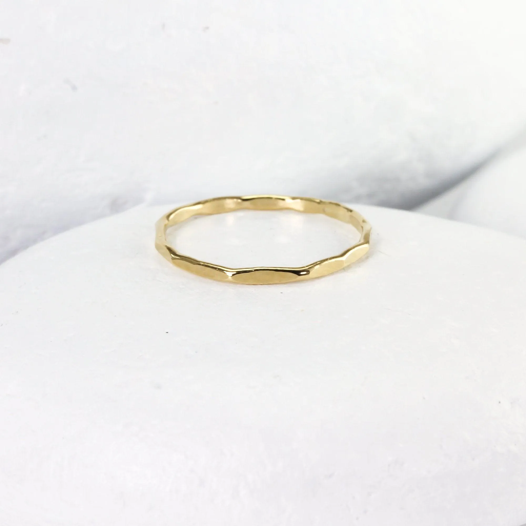 Tiny Hammered Gold Band