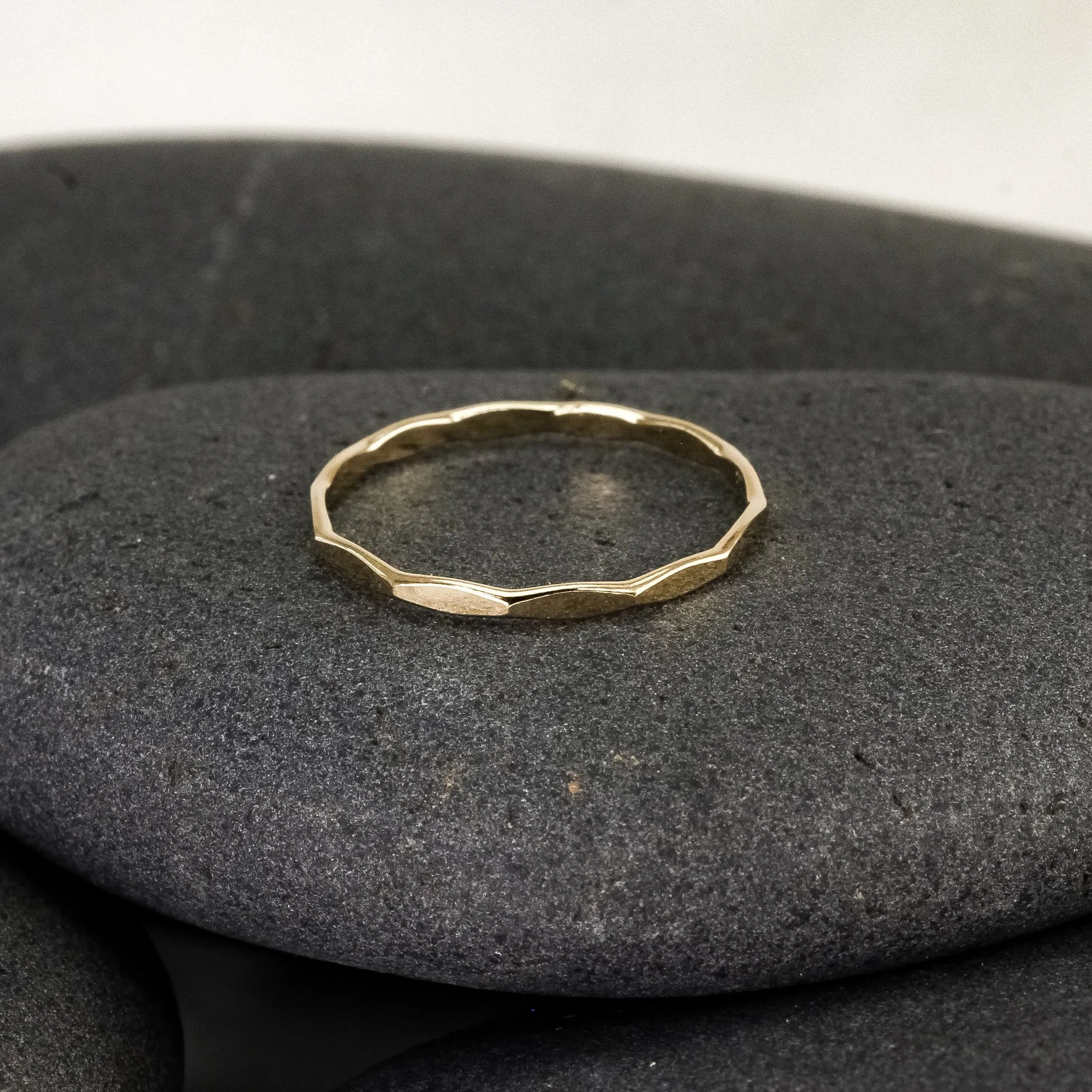 Tiny Hammered Gold Band