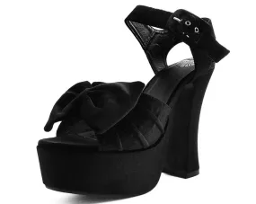 TUK A9438L Black Velvet Bow Spice Platform Heel