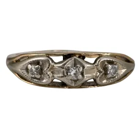 V I N T A G E // mid century romance / 14k bicolor heart band with diamonds / size 8.5