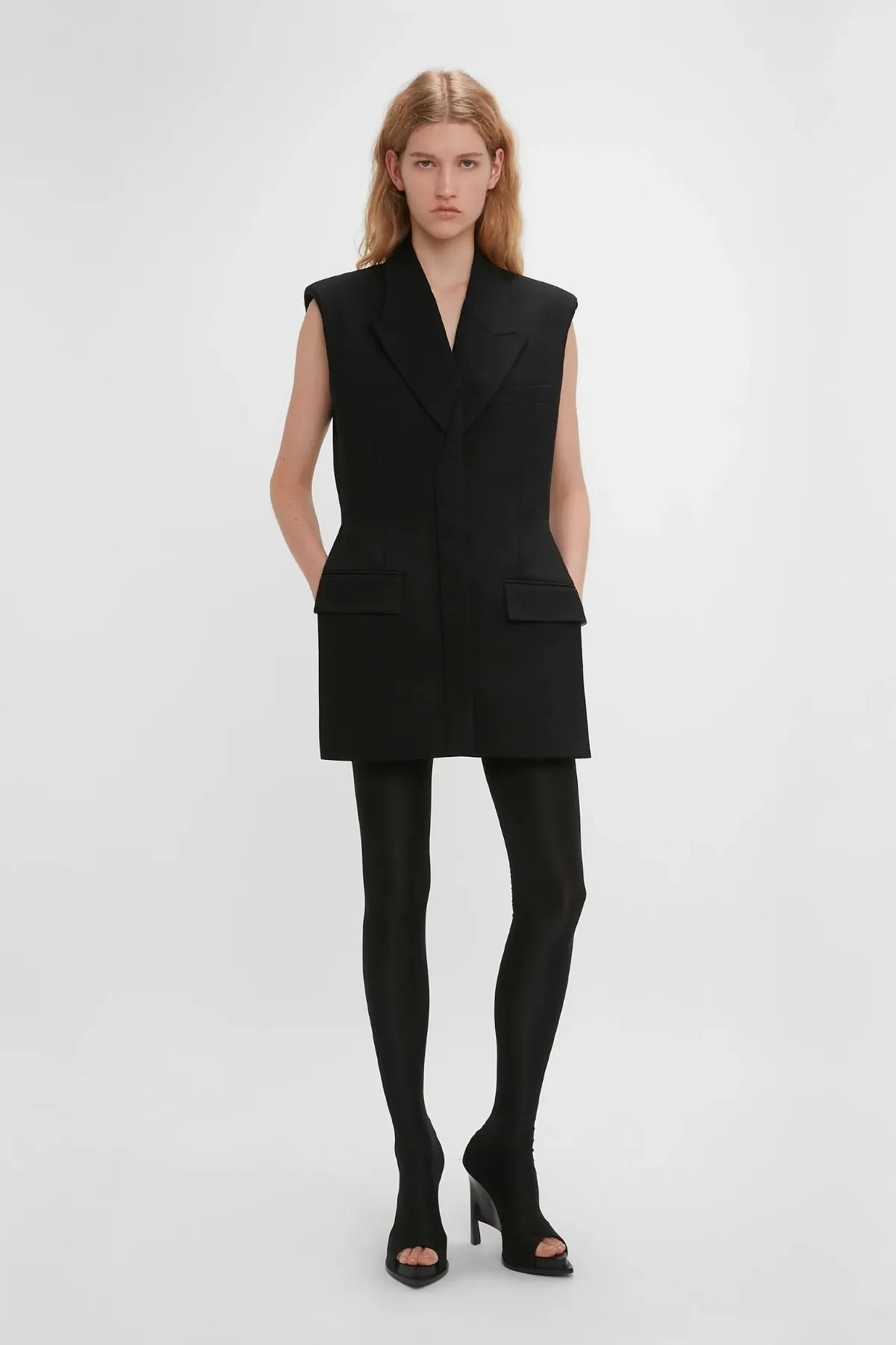 Victoria Beckham Sleeveless Tailored Vest Dress - Black