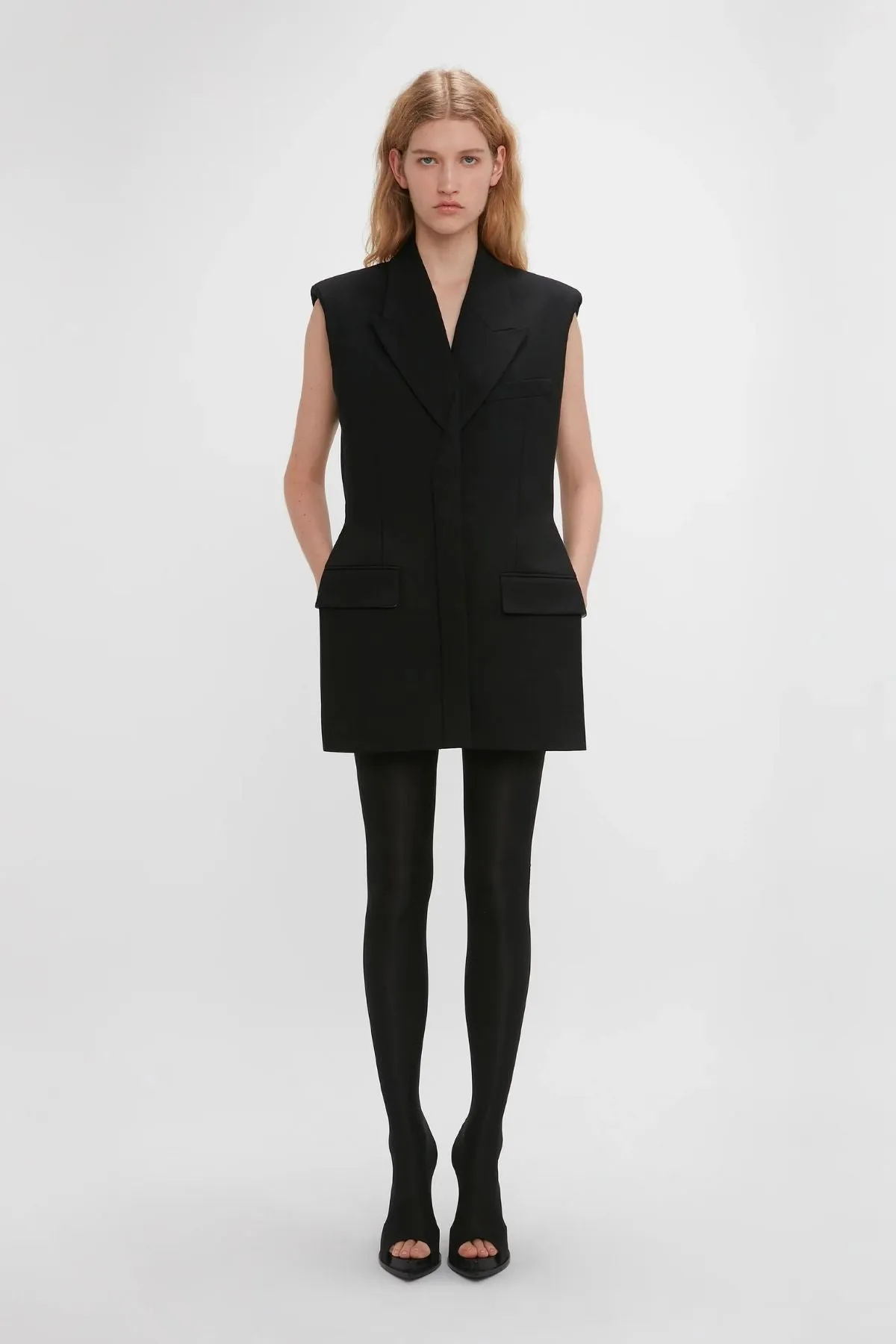 Victoria Beckham Sleeveless Tailored Vest Dress - Black