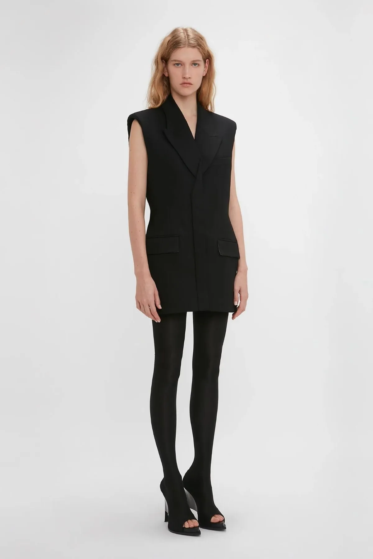 Victoria Beckham Sleeveless Tailored Vest Dress - Black