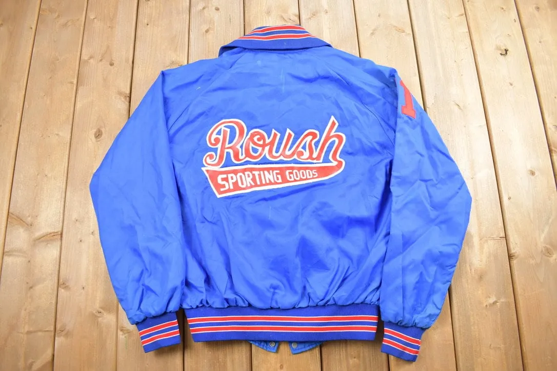 Vintage 1970s Holloway Roush Sporting Goods Satin Bomber Jacket / Vintage Holloway Jacket / Snap Button Windbreaker / Made in USA /