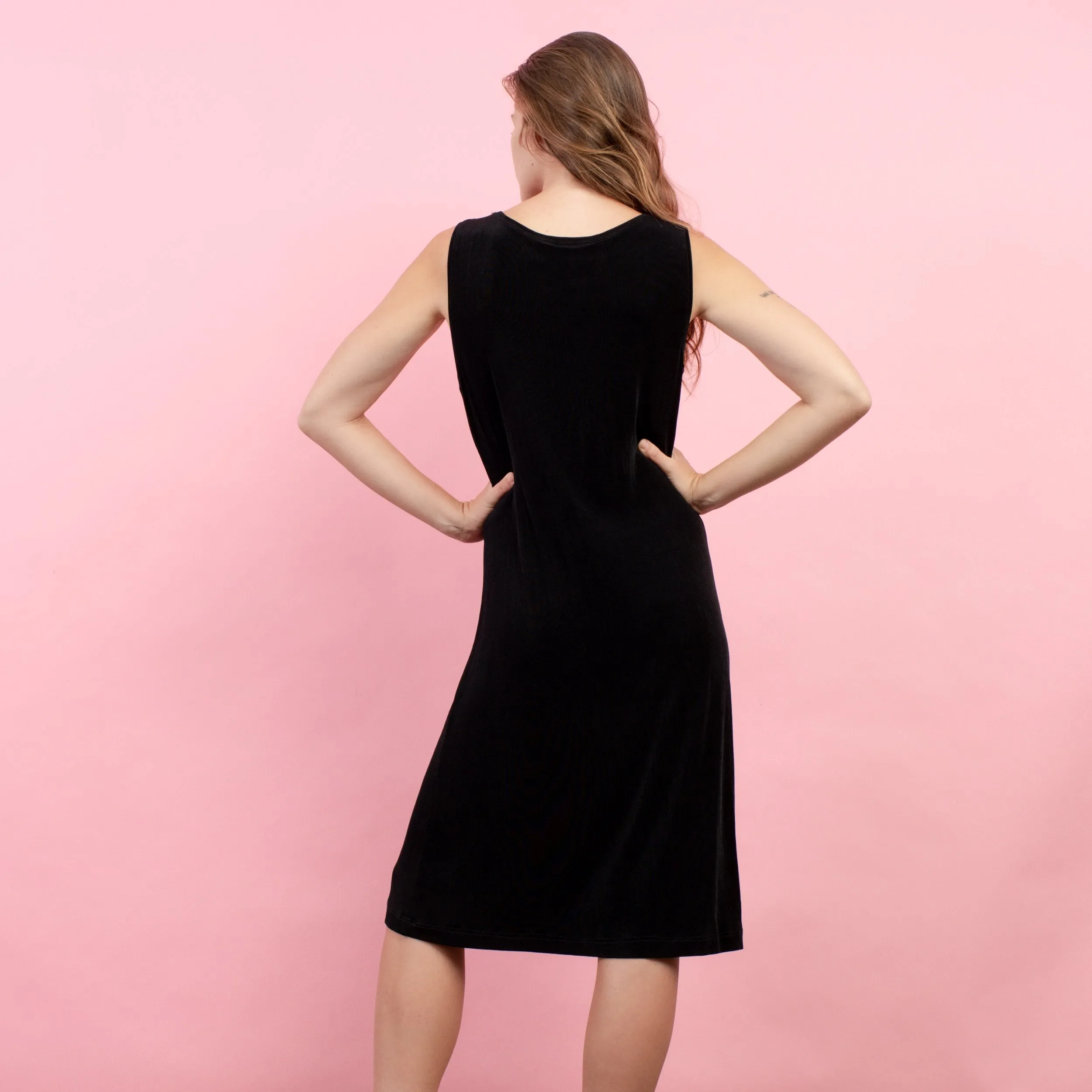 Vintage Black Slinky Tank Dress (S/M)