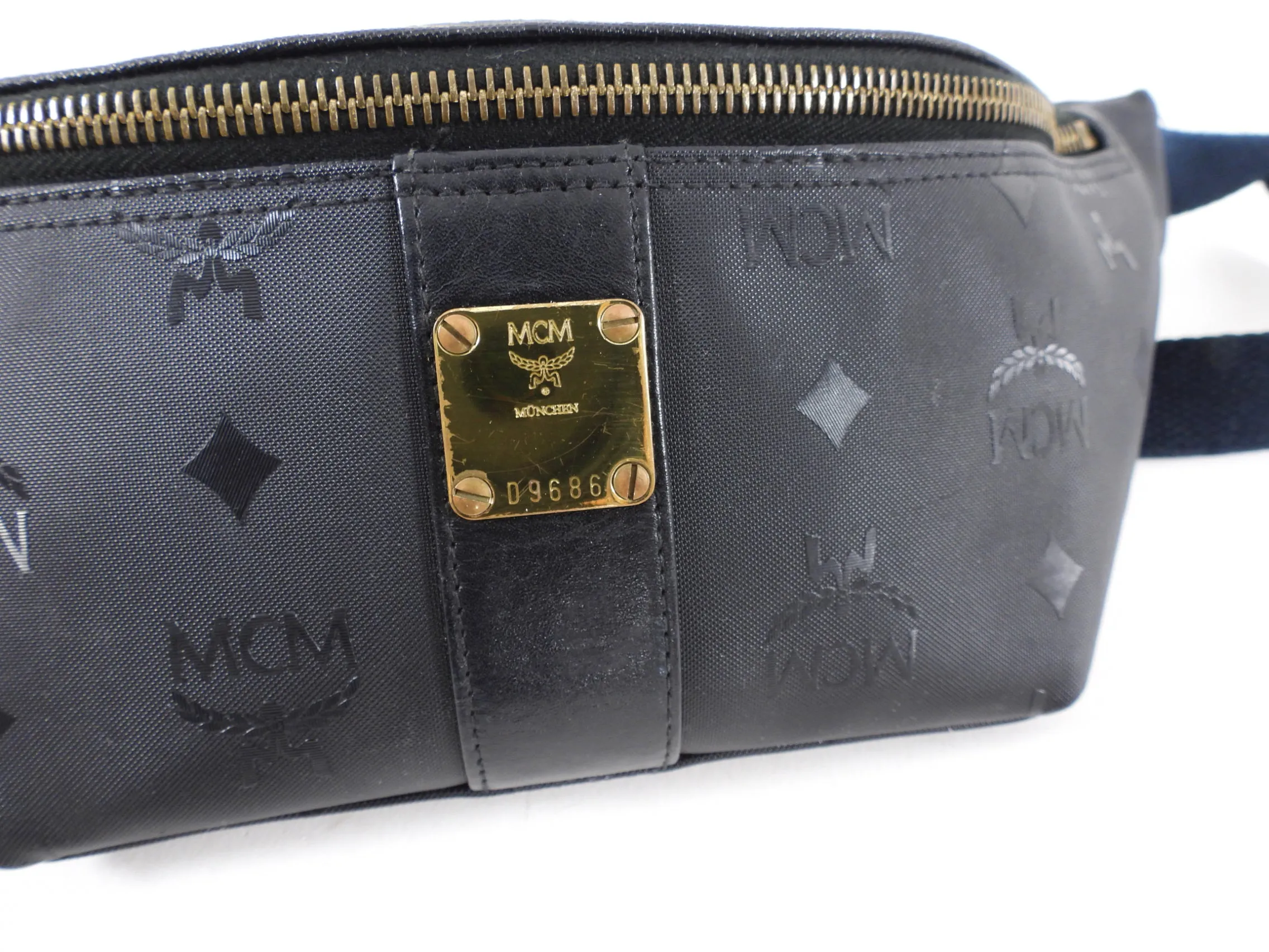 Vintage MCM Black Logo Belt Bag