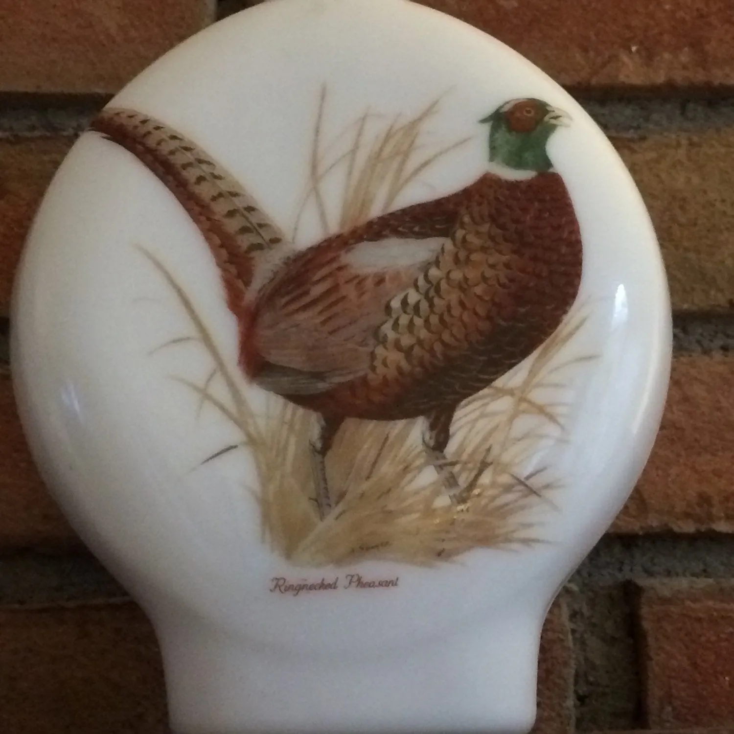 Vintage Milk Glass Decanter. Hand Painted Pheasant signed by A Singer. Liquor Bottle. Collectible Decanter.