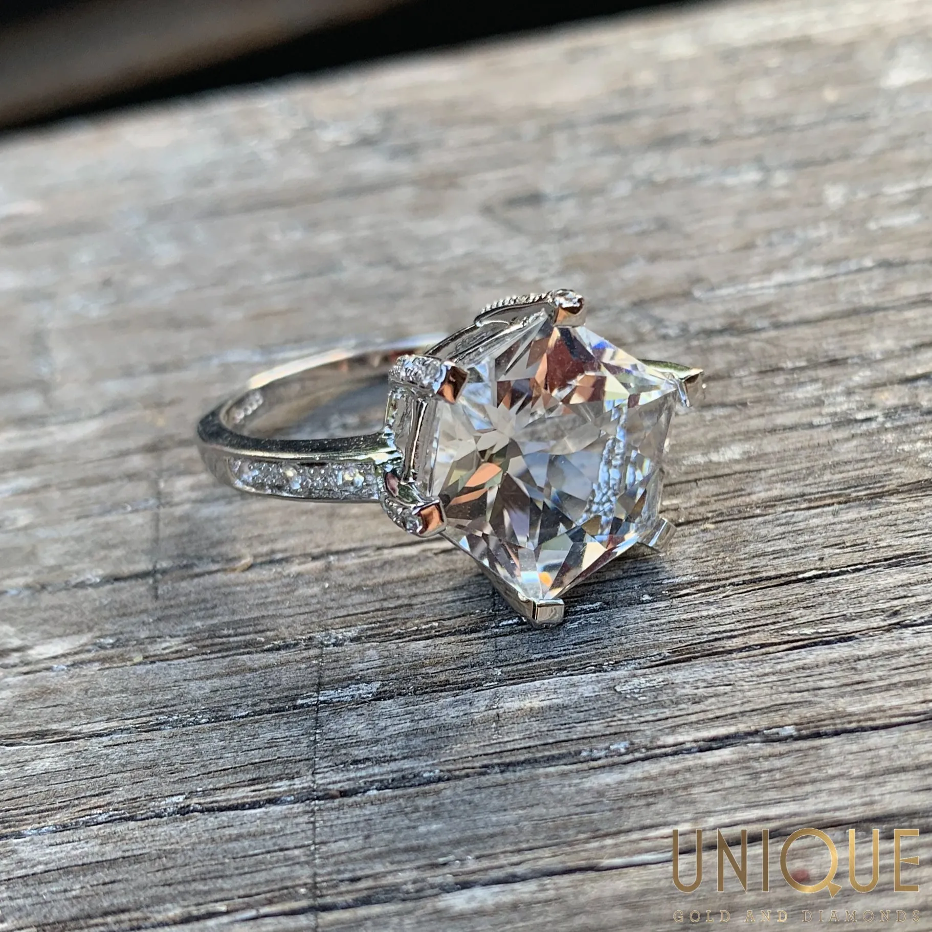 Vintage Sterling Silver CZ Cocktail Ring