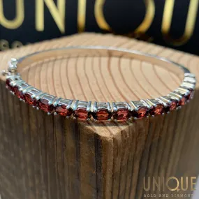 Vintage Sterling Silver Garnet Bangle