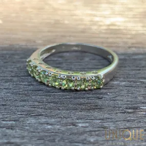 Vintage Sterling Silver Light Green Peridot Band Ring