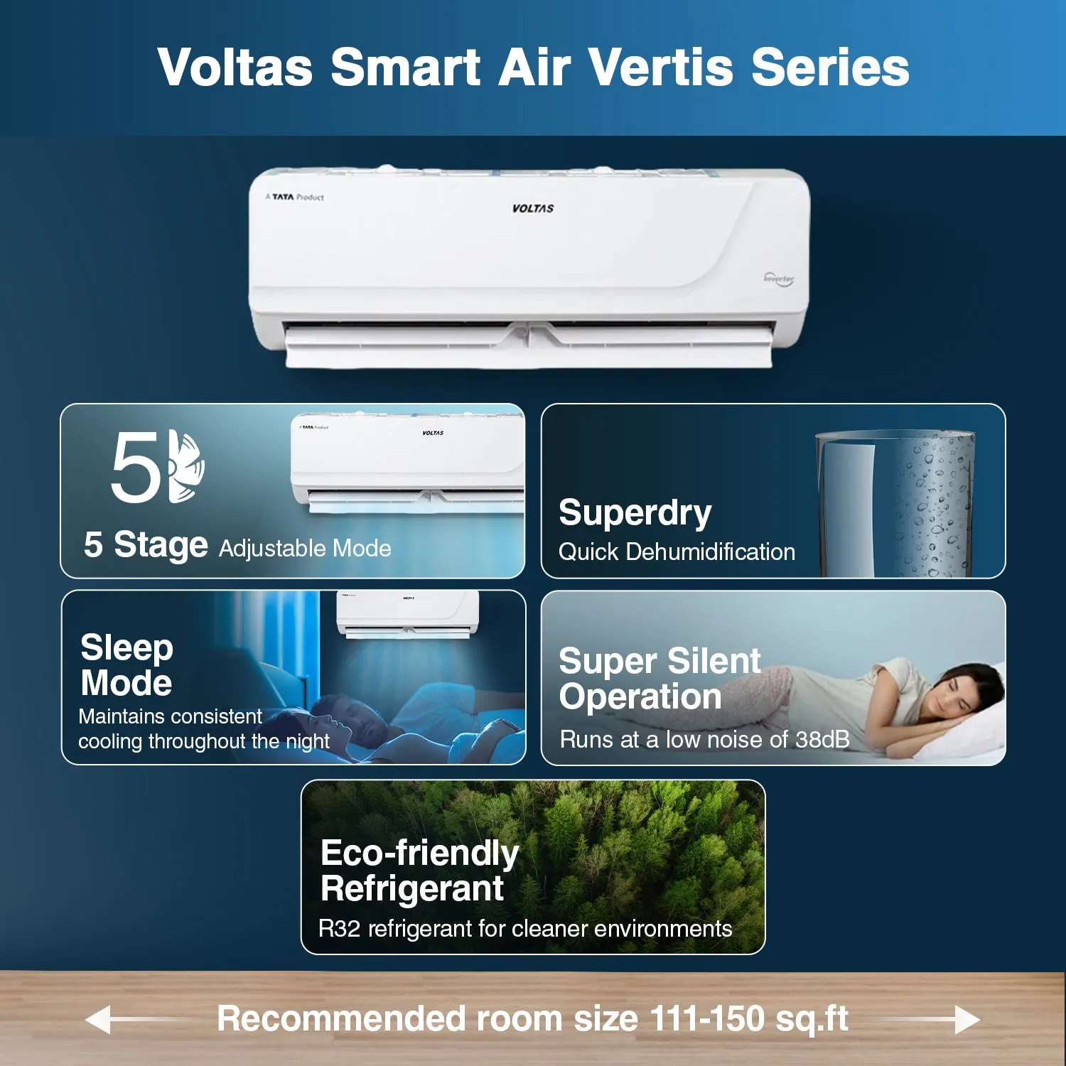 Voltas SmartAir Inverter AC, 1.5 Ton, 3 star - 183V Vertis Platina