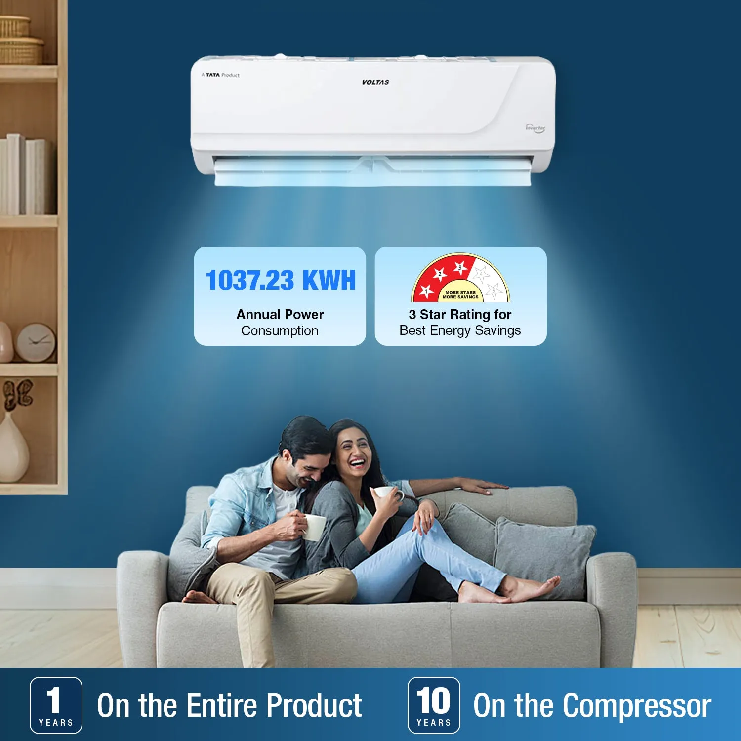 Voltas SmartAir Inverter AC, 1.5 Ton, 3 star - 183V Vertis Platina