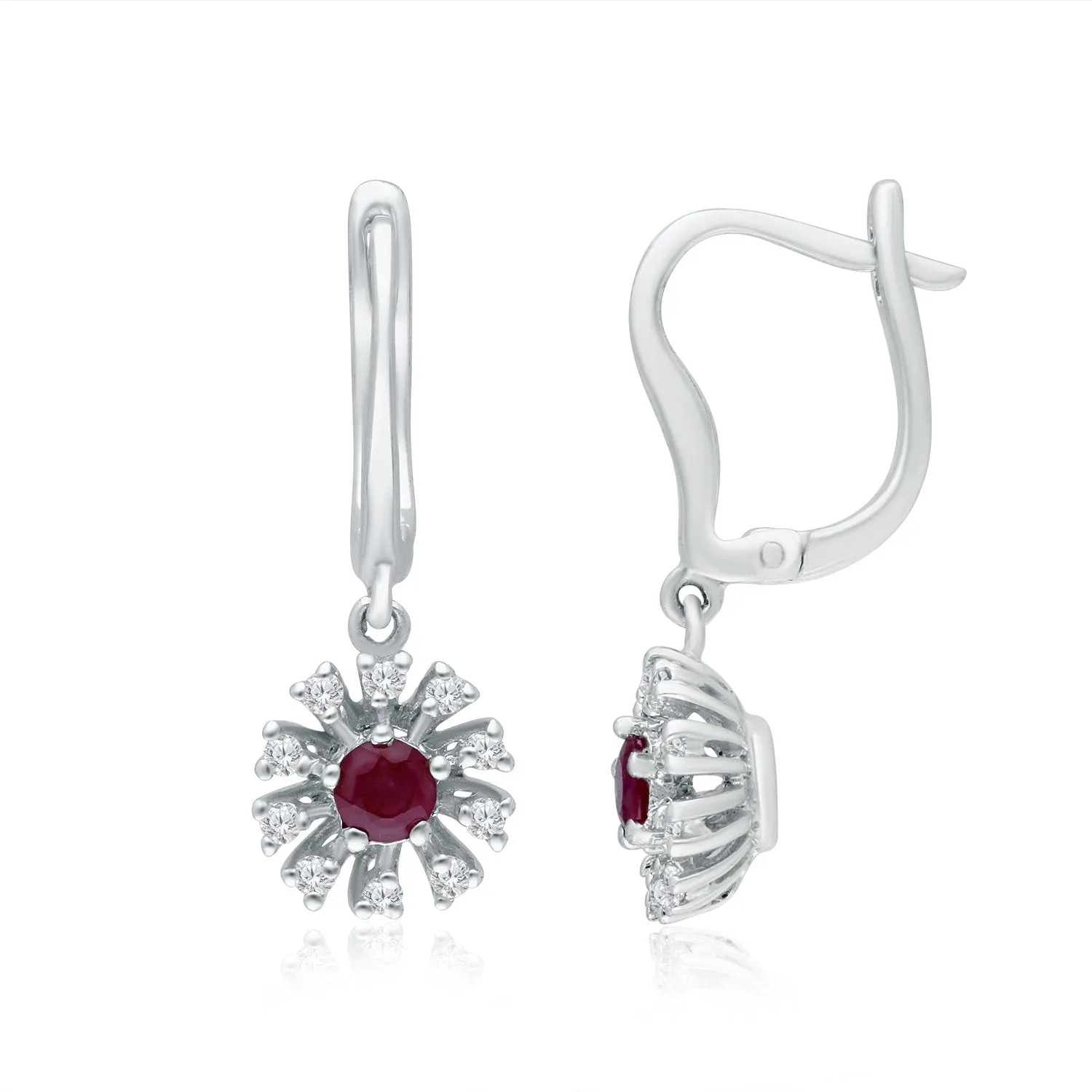 White Gold Ruby & Diamond Heirloom Earrings