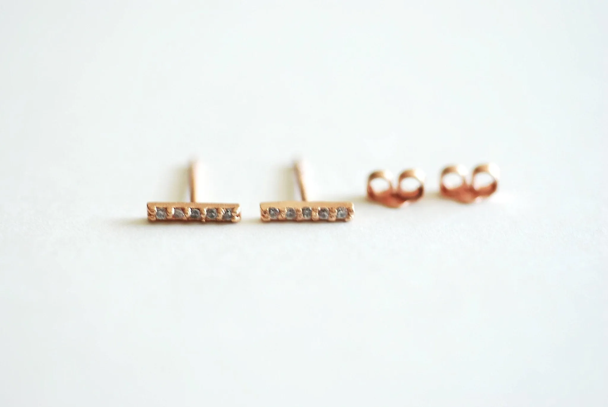 Wholesale Short CZ Bar Earrings, Sterling Silver, Gold, Rose Gold, Bar Stud, Minimalist Stud, Simple Earring, Short Bar Earrings, Ear Crawler Earrings