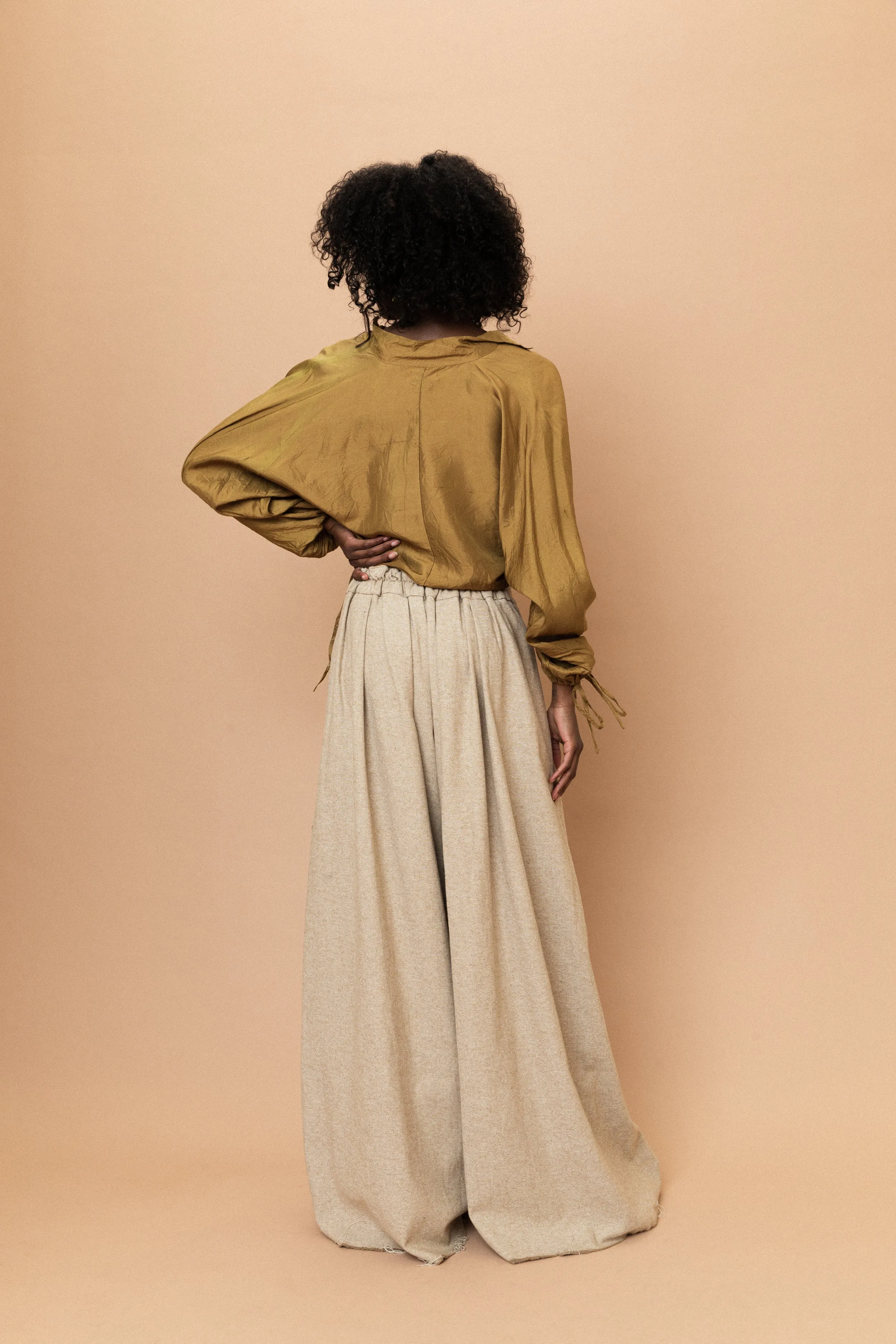 Wide Leg Oatmeal Pants (S/M)