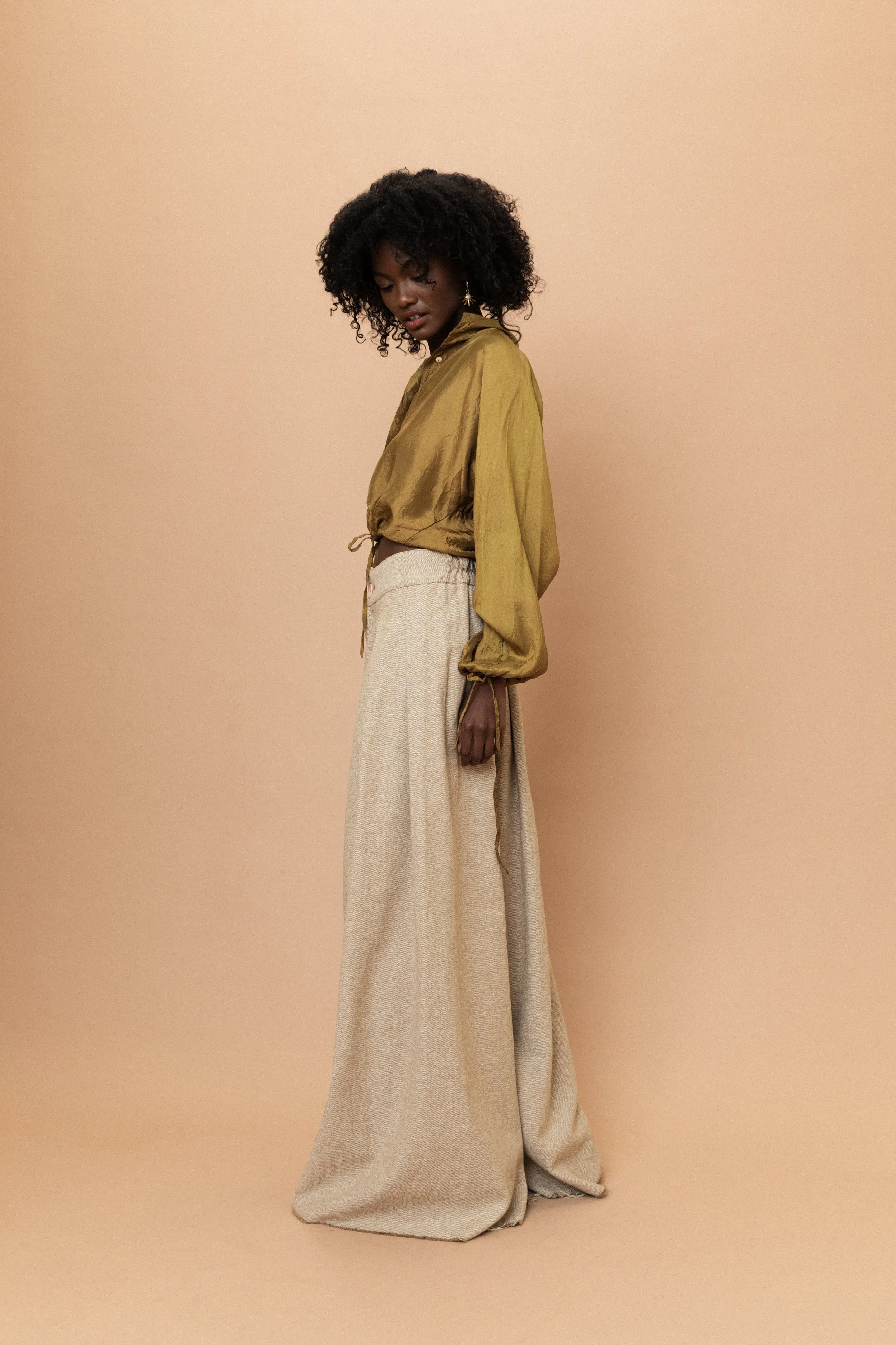 Wide Leg Oatmeal Pants (S/M)